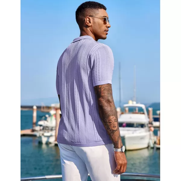 COOFANDY Men's Knit Shirts Short Sleeve Button Down Polo Shirt Fashion Casual Summer Beach Shirts