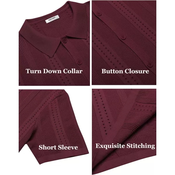 COOFANDY Men's Knit Shirts Short Sleeve Button Down Polo Shirt Fashion Casual Summer Beach Shirts