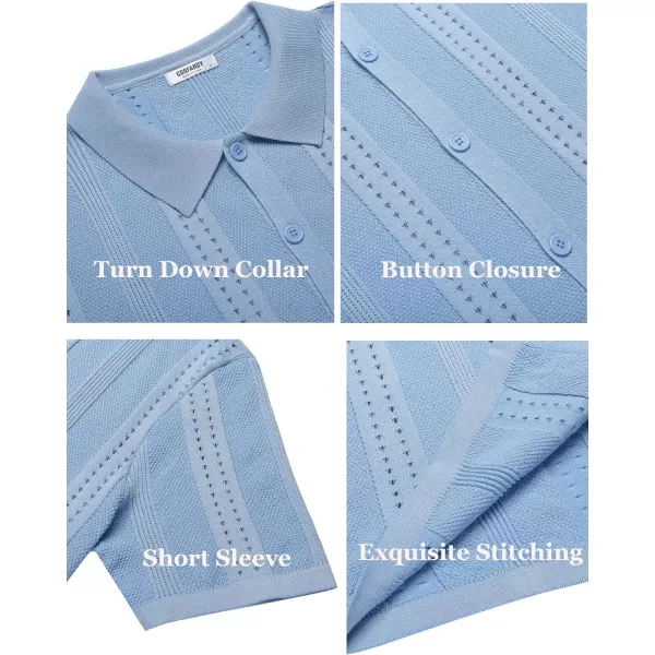 COOFANDY Men's Knit Shirts Short Sleeve Button Down Polo Shirt Fashion Casual Summer Beach Shirts