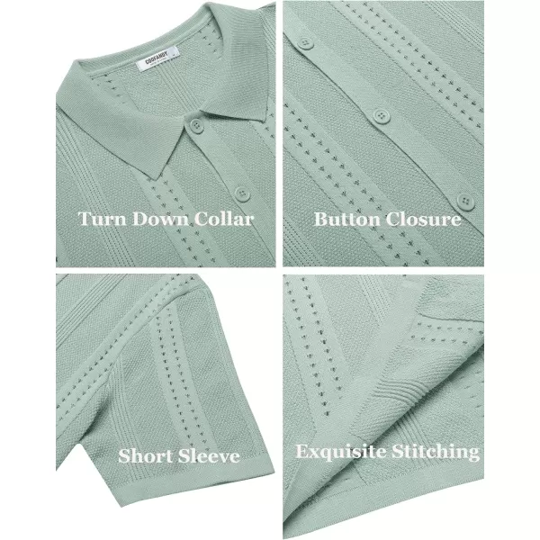 COOFANDY Men's Knit Shirts Short Sleeve Button Down Polo Shirt Fashion Casual Summer Beach Shirts