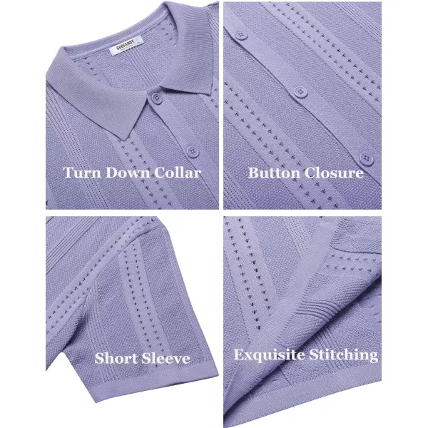 COOFANDY Men's Knit Shirts Short Sleeve Button Down Polo Shirt Fashion Casual Summer Beach Shirts