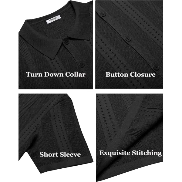 COOFANDY Men's Knit Shirts Short Sleeve Button Down Polo Shirt Fashion Casual Summer Beach Shirts