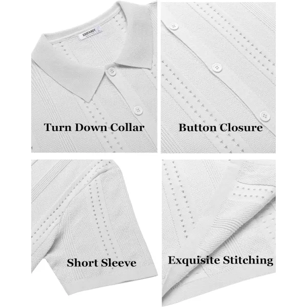 COOFANDY Men's Knit Shirts Short Sleeve Button Down Polo Shirt Fashion Casual Summer Beach Shirts