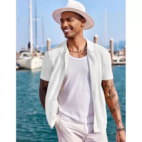COOFANDY Men's Knit Shirts Short Sleeve Button Down Polo Shirt Fashion Casual Summer Beach Shirts