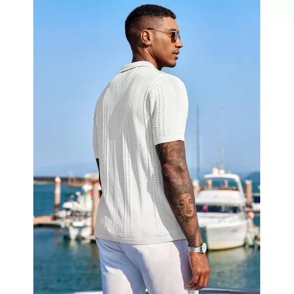 COOFANDY Men's Knit Shirts Short Sleeve Button Down Polo Shirt Fashion Casual Summer Beach Shirts