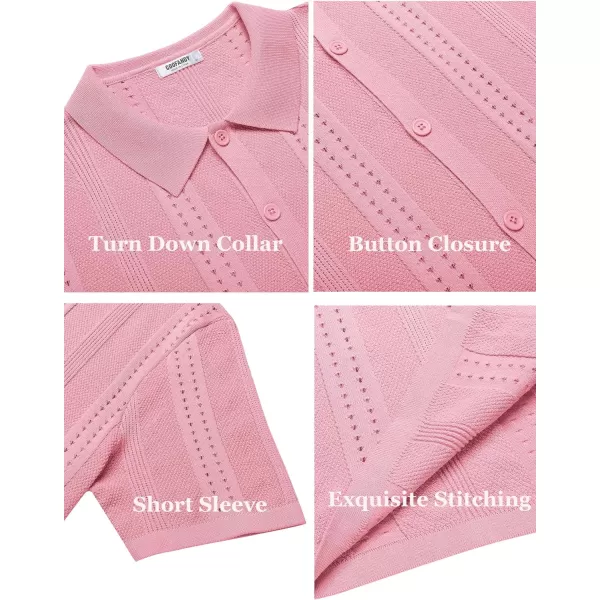 COOFANDY Men's Knit Shirts Short Sleeve Button Down Polo Shirt Fashion Casual Summer Beach Shirts