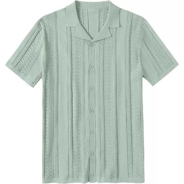 COOFANDY Men's Knit Shirts Vintage Short Sleeve Button Down Shirt Casual Summer Beach Shirt