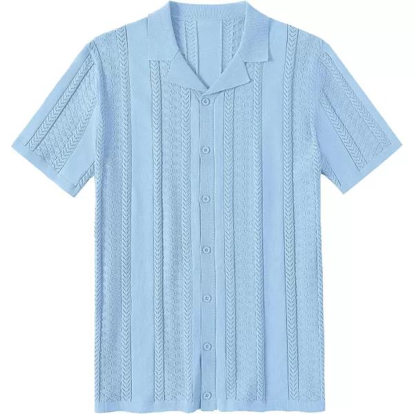 COOFANDY Men's Knit Shirts Vintage Short Sleeve Button Down Shirt Casual Summer Beach Shirt
