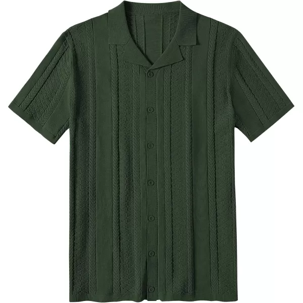COOFANDY Men's Knit Shirts Vintage Short Sleeve Button Down Shirt Casual Summer Beach Shirt