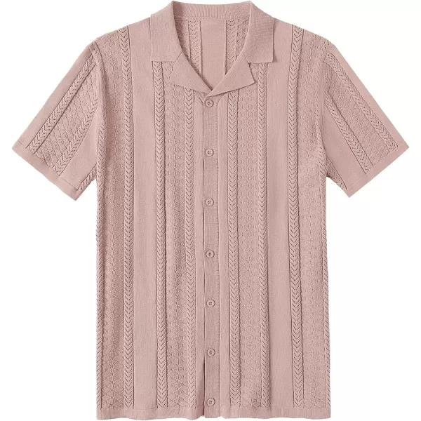 COOFANDY Men's Knit Shirts Vintage Short Sleeve Button Down Shirt Casual Summer Beach Shirt