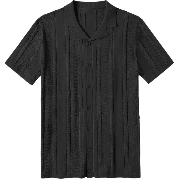 COOFANDY Men's Knit Shirts Vintage Short Sleeve Button Down Shirt Casual Summer Beach Shirt
