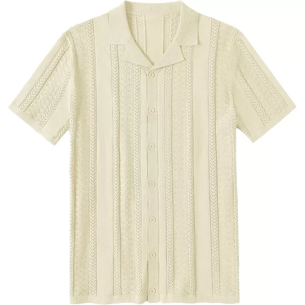 COOFANDY Men's Knit Shirts Vintage Short Sleeve Button Down Shirt Casual Summer Beach Shirt