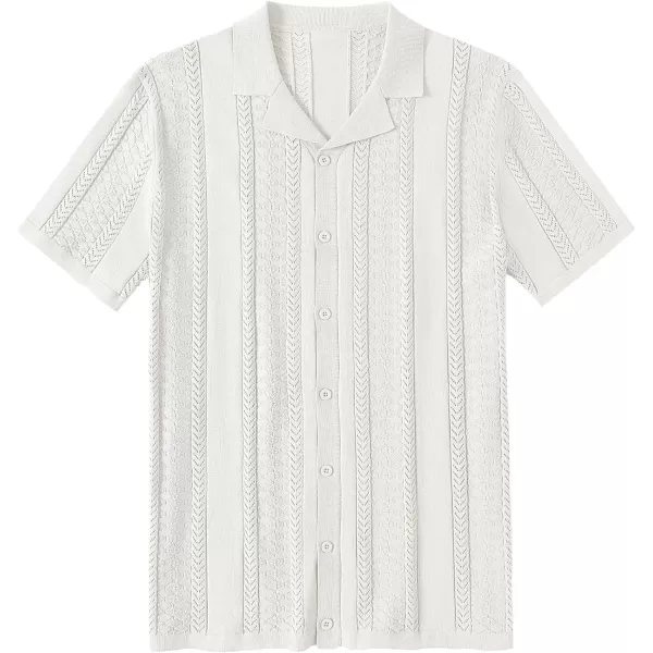 COOFANDY Men's Knit Shirts Vintage Short Sleeve Button Down Shirt Casual Summer Beach Shirt