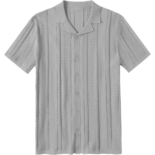 COOFANDY Men's Knit Shirts Vintage Short Sleeve Button Down Shirt Casual Summer Beach Shirt