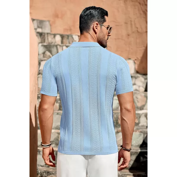 COOFANDY Men's Knit Shirts Vintage Short Sleeve Button Down Shirt Casual Summer Beach Shirt