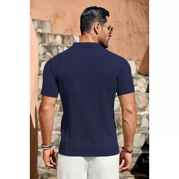 COOFANDY Men's Knit Shirts Vintage Short Sleeve Button Down Shirt Casual Summer Beach Shirt