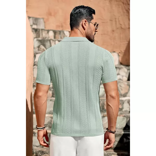 COOFANDY Men's Knit Shirts Vintage Short Sleeve Button Down Shirt Casual Summer Beach Shirt