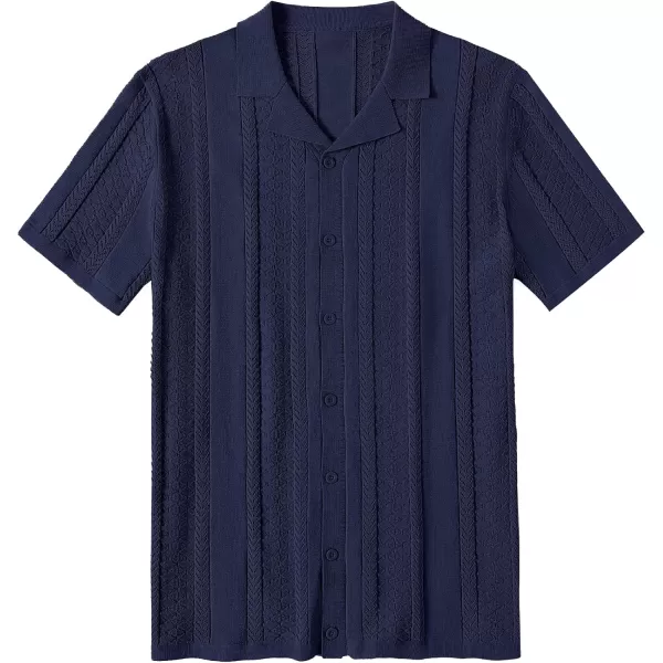 COOFANDY Men's Knit Shirts Vintage Short Sleeve Button Down Shirt Casual Summer Beach Shirt