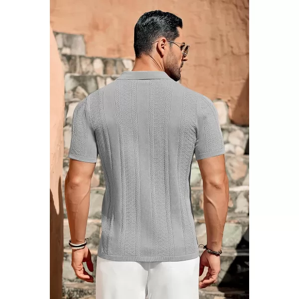 COOFANDY Men's Knit Shirts Vintage Short Sleeve Button Down Shirt Casual Summer Beach Shirt