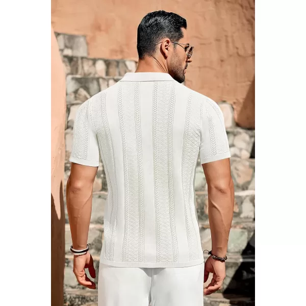 COOFANDY Men's Knit Shirts Vintage Short Sleeve Button Down Shirt Casual Summer Beach Shirt