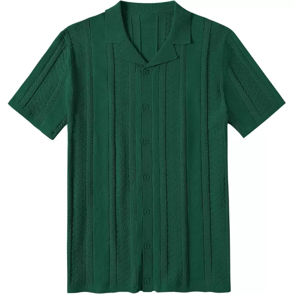 COOFANDY Men's Knit Shirts Vintage Short Sleeve Button Down Shirt Casual Summer Beach Shirt