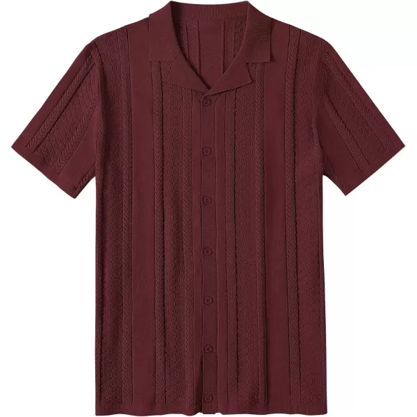 COOFANDY Men's Knit Shirts Vintage Short Sleeve Button Down Shirt Casual Summer Beach Shirt
