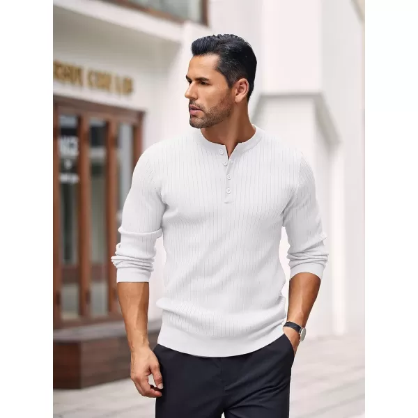 COOFANDY Mens Knitted Henley Shirts Casual Long Sleeve Slim Fit Lightweight Ribbed Pullover Sweater