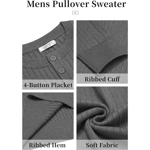 COOFANDY Mens Knitted Henley Shirts Casual Long Sleeve Slim Fit Lightweight Ribbed Pullover Sweater