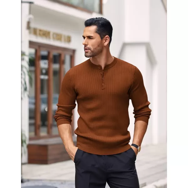 COOFANDY Mens Knitted Henley Shirts Casual Long Sleeve Slim Fit Lightweight Ribbed Pullover Sweater