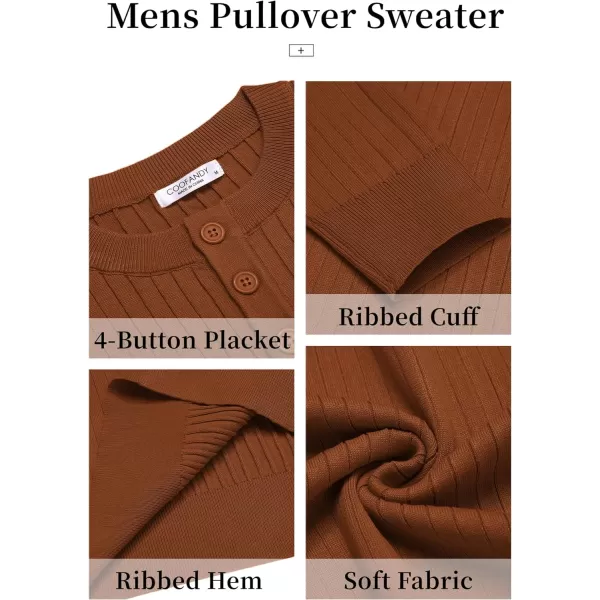 COOFANDY Mens Knitted Henley Shirts Casual Long Sleeve Slim Fit Lightweight Ribbed Pullover Sweater