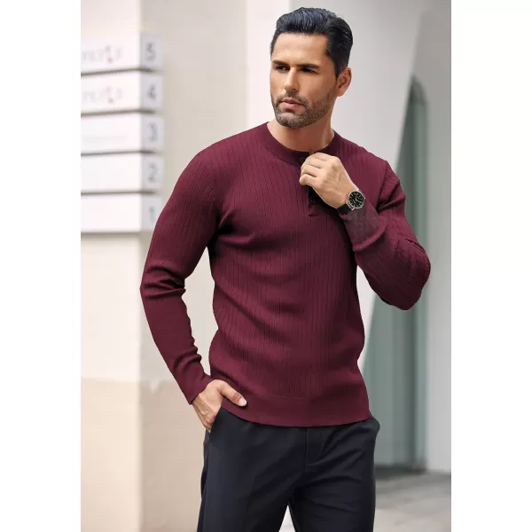 COOFANDY Mens Knitted Henley Shirts Casual Long Sleeve Slim Fit Lightweight Ribbed Pullover Sweater