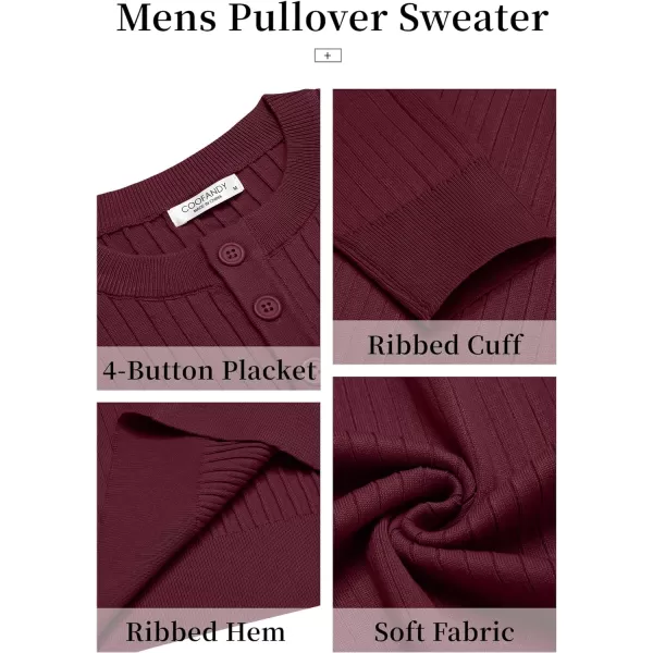 COOFANDY Mens Knitted Henley Shirts Casual Long Sleeve Slim Fit Lightweight Ribbed Pullover Sweater