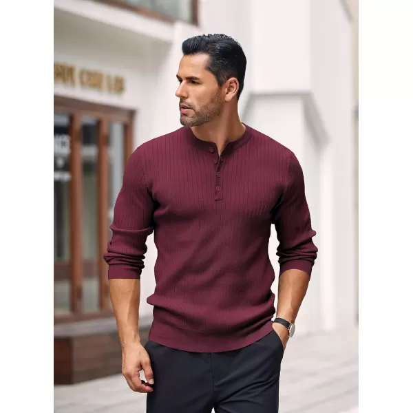 COOFANDY Mens Knitted Henley Shirts Casual Long Sleeve Slim Fit Lightweight Ribbed Pullover Sweater