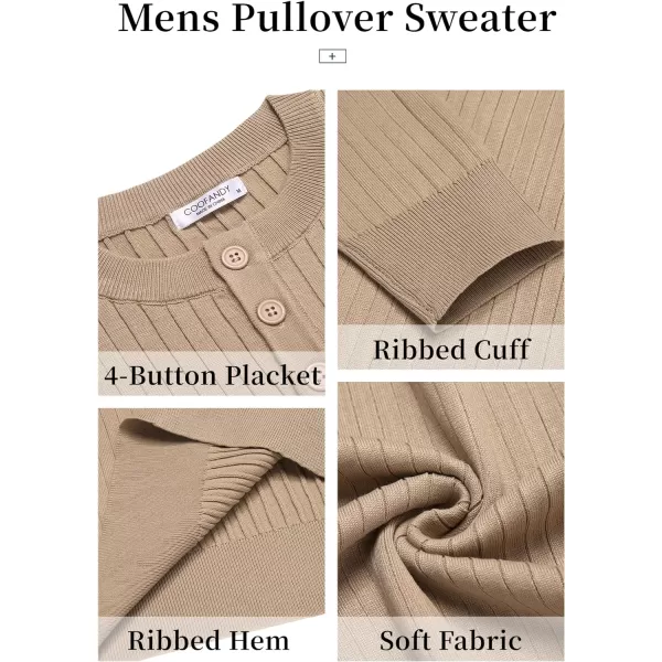 COOFANDY Mens Knitted Henley Shirts Casual Long Sleeve Slim Fit Lightweight Ribbed Pullover Sweater