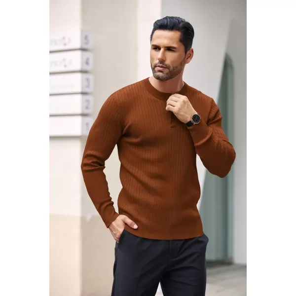 COOFANDY Mens Knitted Henley Shirts Casual Long Sleeve Slim Fit Lightweight Ribbed Pullover Sweater