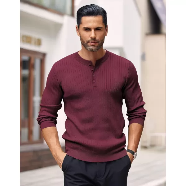 COOFANDY Mens Knitted Henley Shirts Casual Long Sleeve Slim Fit Lightweight Ribbed Pullover Sweater
