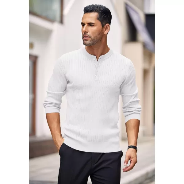COOFANDY Mens Knitted Henley Shirts Casual Long Sleeve Slim Fit Lightweight Ribbed Pullover Sweater