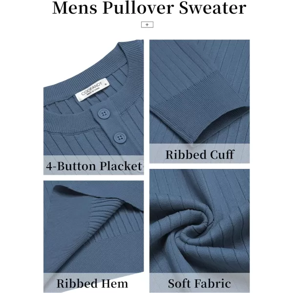 COOFANDY Mens Knitted Henley Shirts Casual Long Sleeve Slim Fit Lightweight Ribbed Pullover Sweater