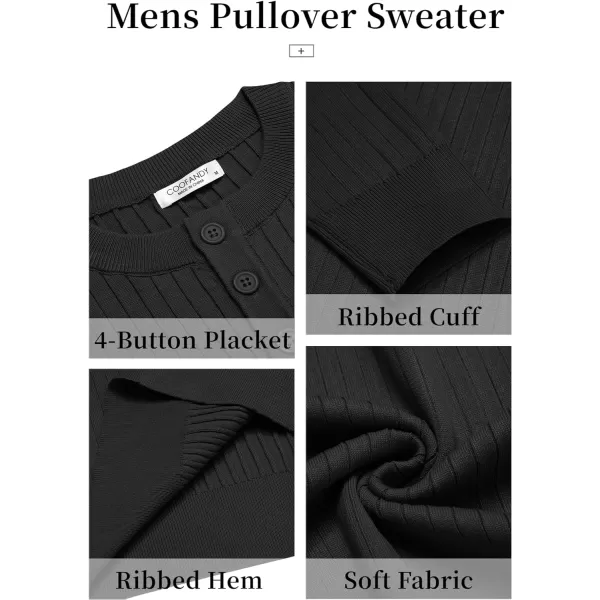 COOFANDY Mens Knitted Henley Shirts Casual Long Sleeve Slim Fit Lightweight Ribbed Pullover Sweater
