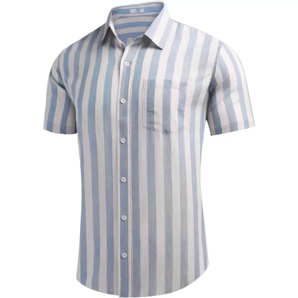 COOFANDY Men's Linen Shirts Casual Button Down Short Sleeve Summer Beach Shirt Hawaiian Vacation Shirts