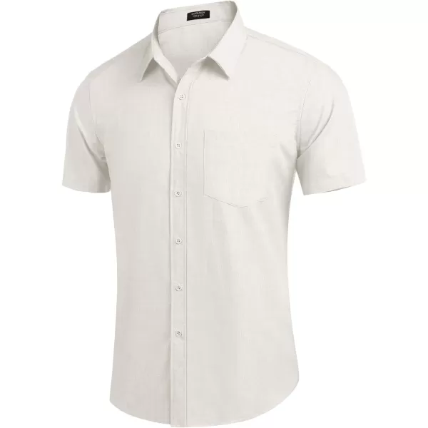 COOFANDY Men's Linen Shirts Casual Button Down Short Sleeve Summer Beach Shirt Hawaiian Vacation Shirts