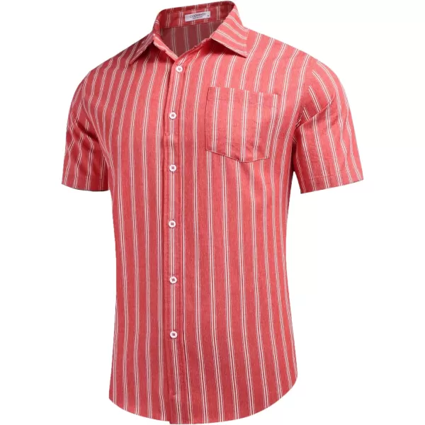 COOFANDY Men's Linen Shirts Casual Button Down Short Sleeve Summer Beach Shirt Hawaiian Vacation Shirts