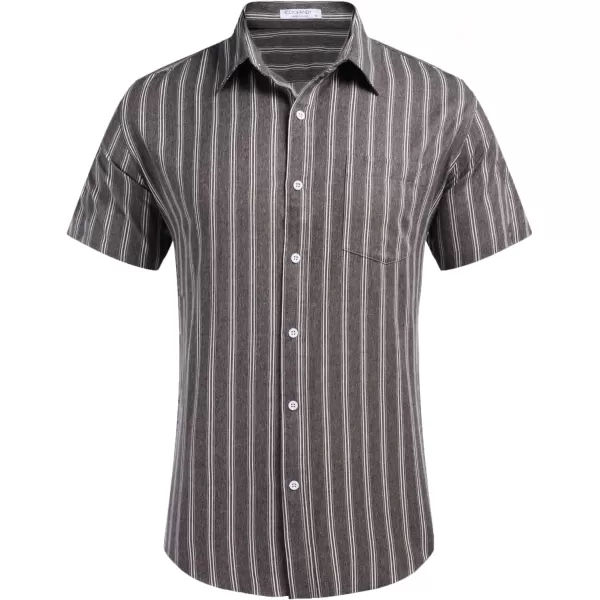 COOFANDY Men's Linen Shirts Casual Button Down Short Sleeve Summer Beach Shirt Hawaiian Vacation Shirts