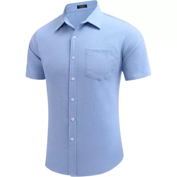 COOFANDY Men's Linen Shirts Casual Button Down Short Sleeve Summer Beach Shirt Hawaiian Vacation Shirts