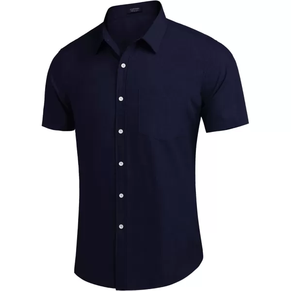 COOFANDY Men's Linen Shirts Casual Button Down Short Sleeve Summer Beach Shirt Hawaiian Vacation Shirts