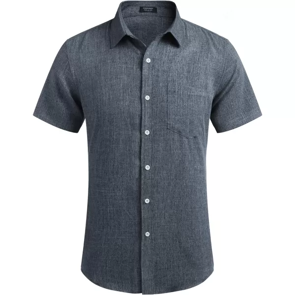 COOFANDY Men's Linen Shirts Casual Button Down Short Sleeve Summer Beach Shirt Hawaiian Vacation Shirts