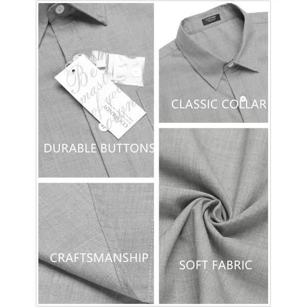 COOFANDY Men's Linen Shirts Casual Button Down Short Sleeve Summer Beach Shirt Hawaiian Vacation Shirts