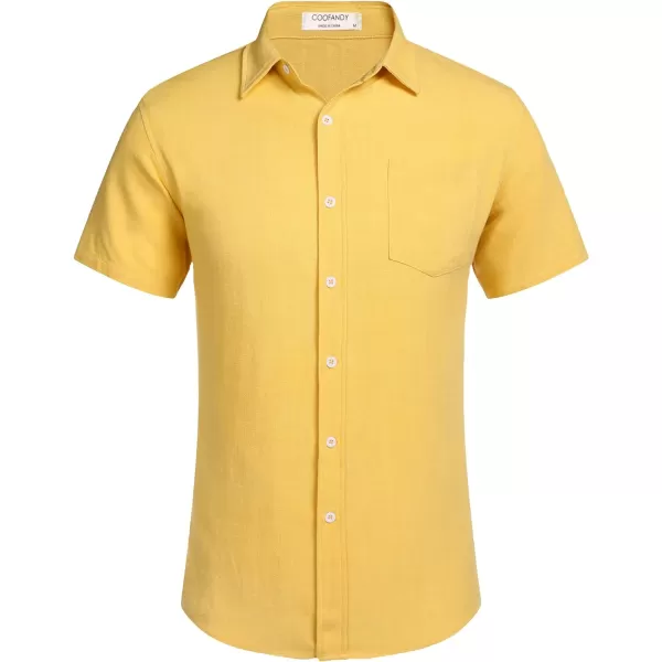 COOFANDY Men's Linen Shirts Casual Button Down Short Sleeve Summer Beach Shirt Hawaiian Vacation Shirts