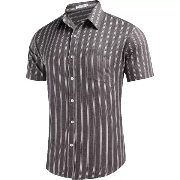 COOFANDY Men's Linen Shirts Casual Button Down Short Sleeve Summer Beach Shirt Hawaiian Vacation Shirts
