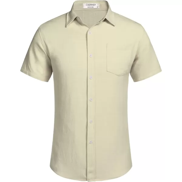 COOFANDY Men's Linen Shirts Casual Button Down Short Sleeve Summer Beach Shirt Hawaiian Vacation Shirts